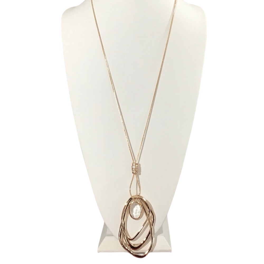 Premier Design Necklace Abstract Circles Gold Tone Snake Chain Fashion Jewelry